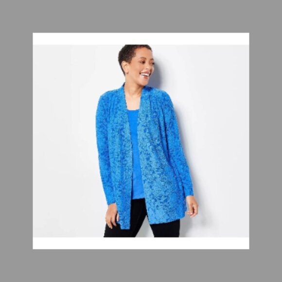 Susan Graver Women's Knit Cardigan & Tank Set Periwinkle Blue XXS 2XS A470178 - Picture 1 of 6
